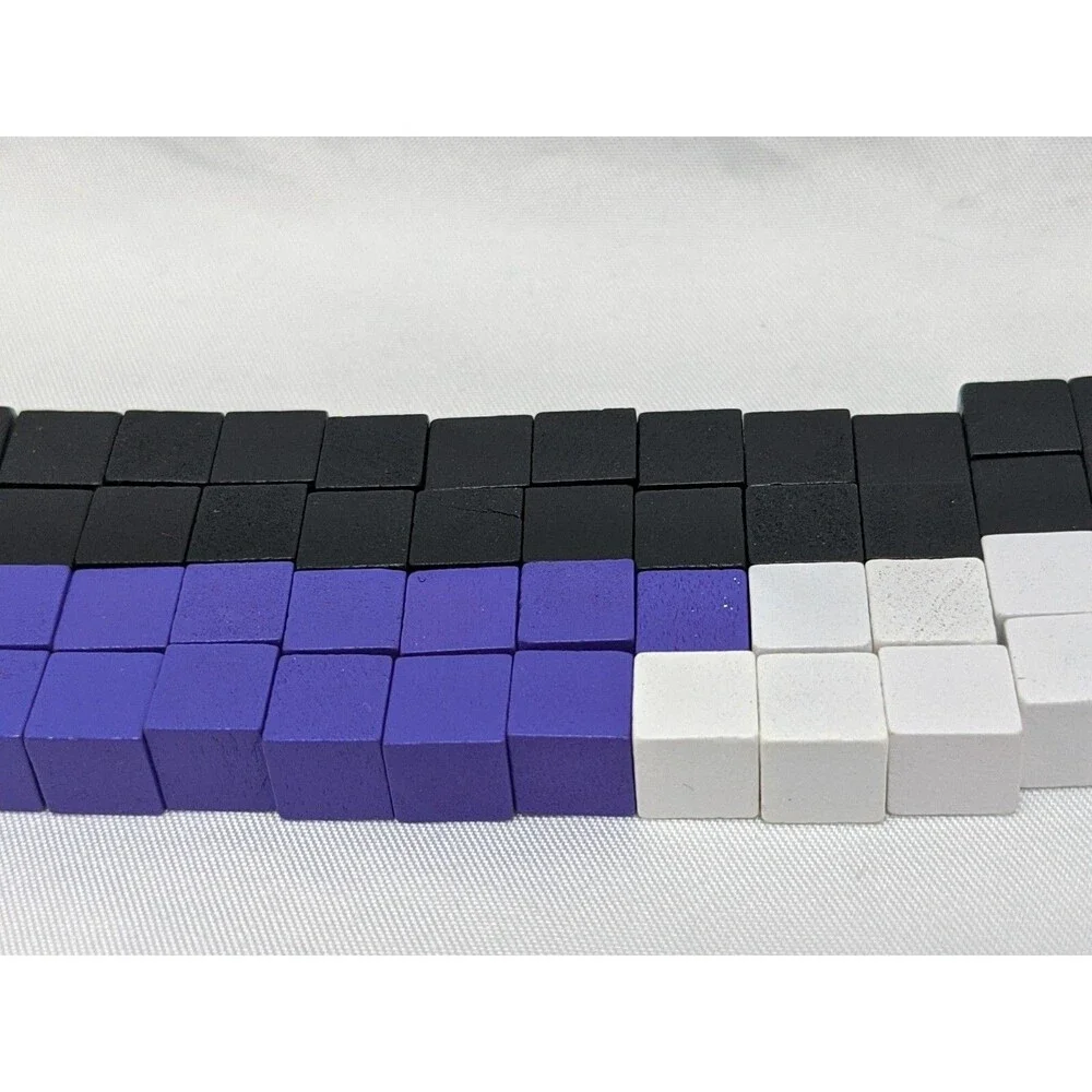 Lot Of (47) Wooden Cube Black Blue White Board Game Components